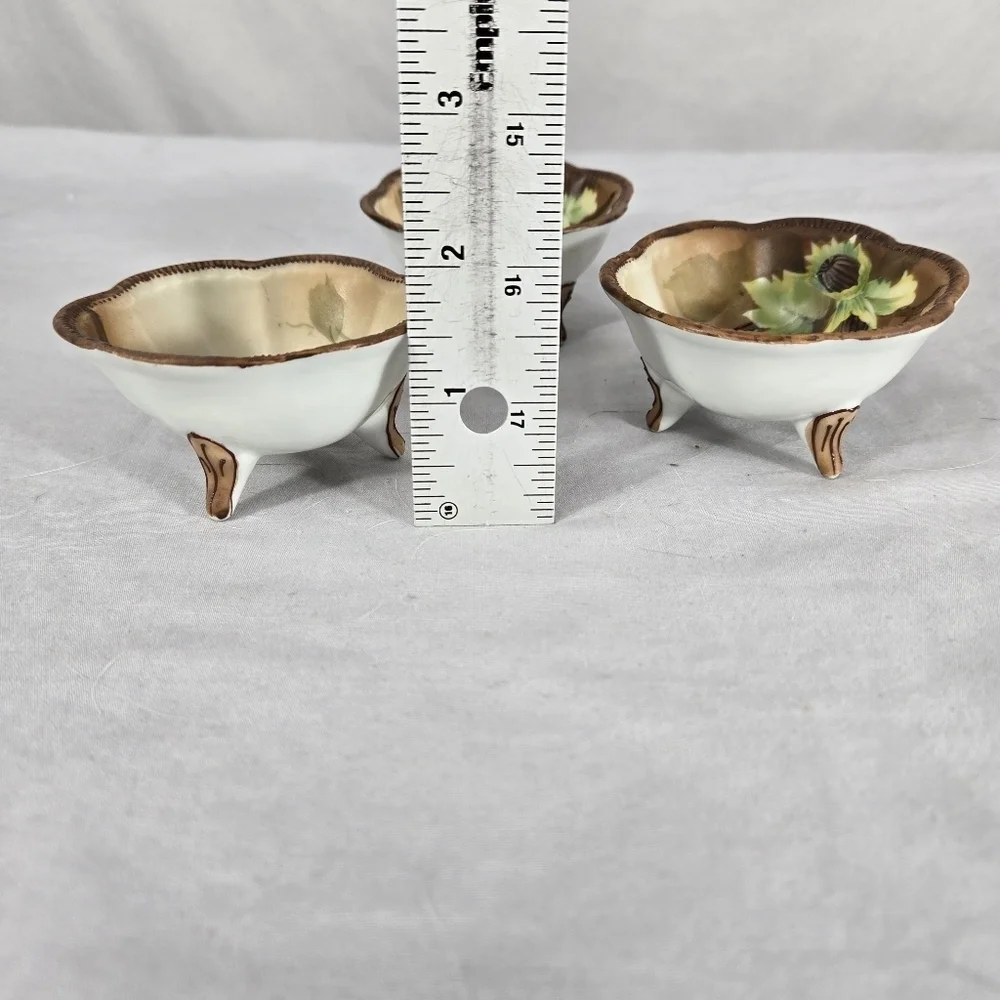 Vintage (3) Nut Bowls Hand Painted Nippon  Japan Perfect for Chestnuts